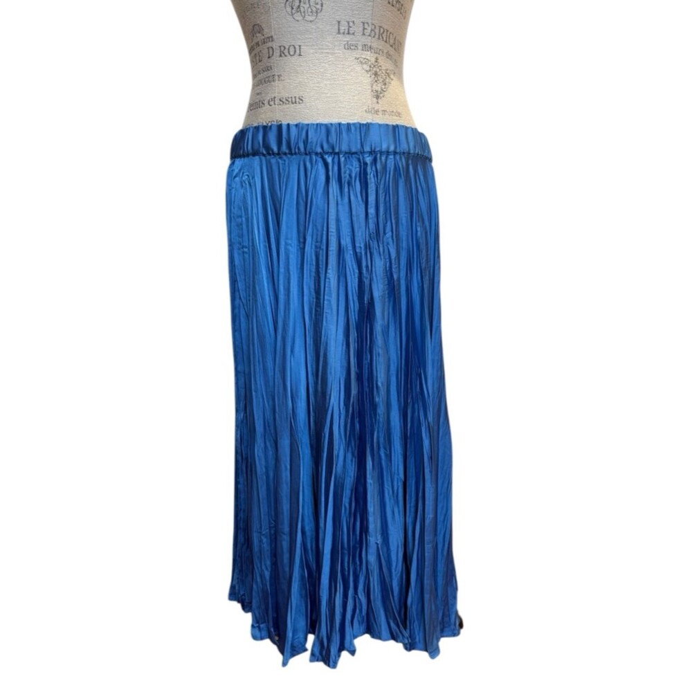 J Jill Solstice Pleated Pull-On Midi Skirt Cyan Blue Style #269651 Sz M
